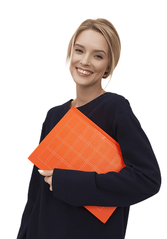 Girl holding notebook